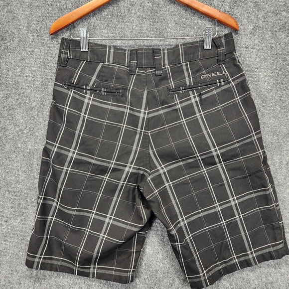O'neill Sterling Shorts Mens Size 32 Black Gray Plaid Casual Chino Beach Surf - Picture 9 of 12